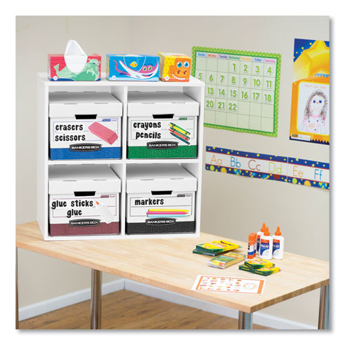 Image of Bankers Box® 07242 R-Kive Heavy-Duty Storage Boxes, Letter/legal Files, 12.75" X 16.5" X 10.38", White/red, 12/carton