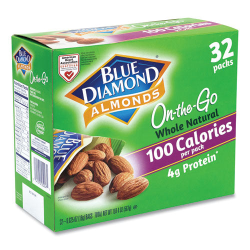 Image of Blue Diamond® 22073 Whole Natural Almonds On-the-Go, 0.63 oz Pouch, 32 Pouches/Carton