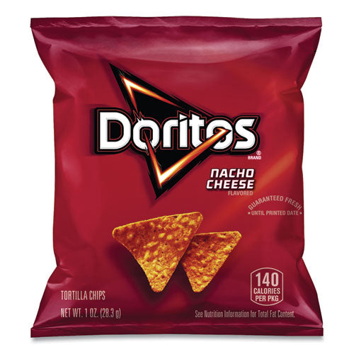Image of Doritos® 32629 Nacho Cheese Tortilla Chips, 1 oz Snack Bag, 50/Carton