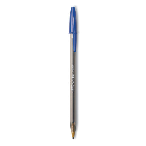 Image of BIC® MSBP241-BLU Cristal Xtra Bold Ballpoint Pen, Stick, Bold 1.6 Mm, Blue Ink, Clear Barrel, 24/pack