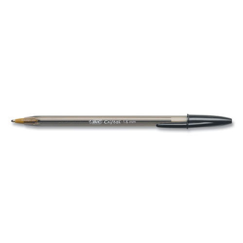 Image of BIC® MSBP241-BLK Cristal Xtra Bold Ballpoint Pen, Stick, Bold 1.6 mm, Black Ink, Clear Barrel, 24/Pack