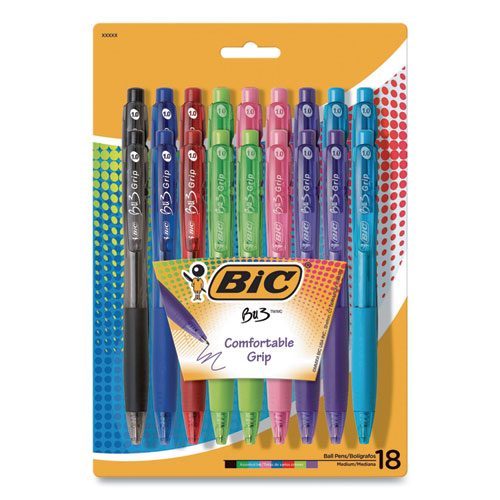 Image of BIC® WX7ST272-AST BU3 Ballpoint Pen, Retractable, Medium 1 mm, Assorted Fashion Ink and Barrel Colors, 18/Pack