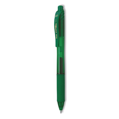 Image of PentelÂ® EnerGel-X Gel Pen, Retractable, Medium 0.7 mm, Green Ink, Translucent Green/Green Barrel, Dozen