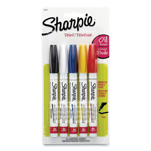 Image of Sharpie® 37371 Permanent Paint Marker, Fine Bullet Tip, Assorted Colors, 5/pack