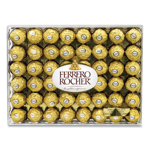 Image of FERRERO ROCHER 12991 Hazelnut Chocolate Diamond Gift Box, 21.2 oz, 48 Pieces