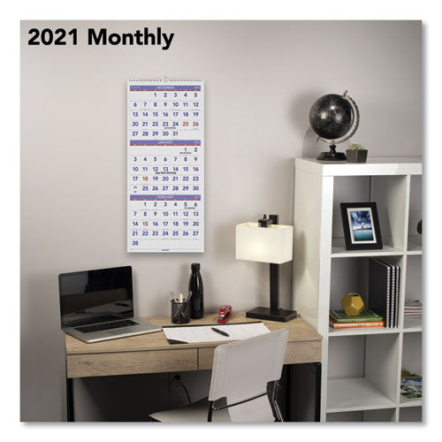 Image of AT-A-GLANCE® PM11-28 Deluxe Three-Month Reference Wall Calendar, Vertical Orientation, 12 x 27, White Sheets, 14-Month: Dec 2025 to Jan 2027