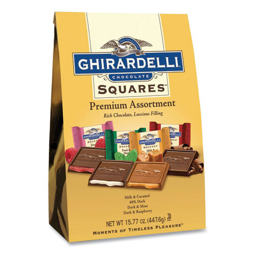 Image of Ghirardelli® 62273 Premuim Assorted Dark and Milk Chocolate Squares, 15.77 oz Bag