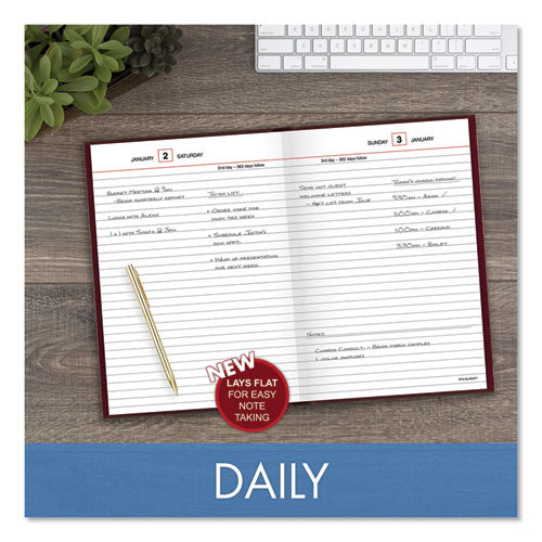 Image of AT-A-GLANCEÂ® Standard Diary Daily Reminder Book, 2025 Edition, Medium/College Rule, Red Cover, (201) 8.25 x 5.75 Sheets