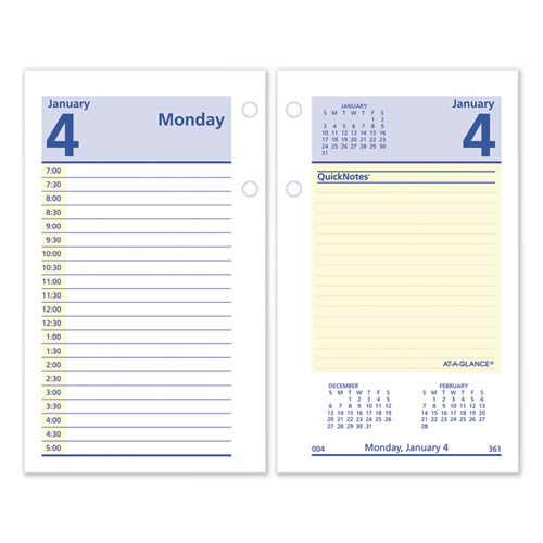 Image of AT-A-GLANCE® E517-50 QuickNotes Desk Calendar Refill, 3.5 x 6, White/Yellow/Blue Sheets, 12-Month (Jan to Dec): 2026
