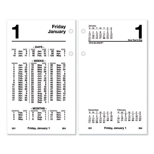 Image of AT-A-GLANCE® S170-50 Financial Desk Calendar Refill, 3.5 x 6, White Sheets, 12-Month (Jan to Dec): 2026