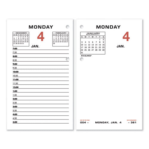 Image of AT-A-GLANCEÂ® Two-Color Desk Calendar Refill, 3.5 x 6, White Sheets, 12-Month (Jan to Dec): 2025