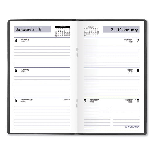 Image of AT-A-GLANCE® SK48-00 DayMinder Weekly Pocket Planner, 6 x 3.5, Black Cover, 12-Month (Jan to Dec): 2026