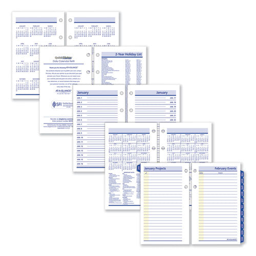 Image of AT-A-GLANCE® E517-50 QuickNotes Desk Calendar Refill, 3.5 x 6, White/Yellow/Blue Sheets, 12-Month (Jan to Dec): 2026