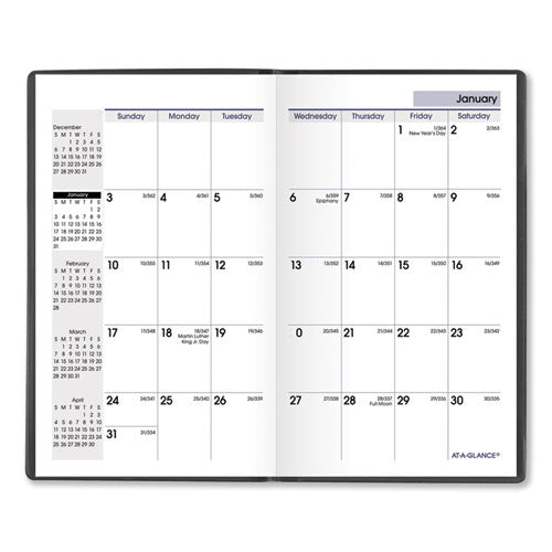 Image of AT-A-GLANCE® SK53-00 DayMinder Pocket-Sized Monthly Planner, Unruled Blocks, 6 x 3.5, Black Cover, 14-Month: Dec 2025 to Jan 2027