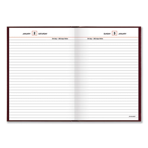 Image of AT-A-GLANCEÂ® Standard Diary Daily Reminder Book, 2025 Edition, Medium/College Rule, Red Cover, (201) 8.25 x 5.75 Sheets