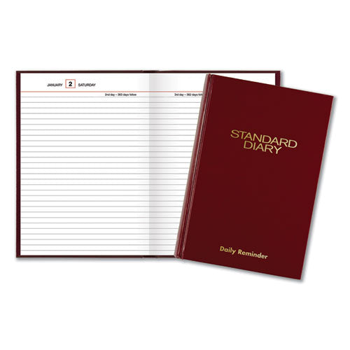 Image of AT-A-GLANCEÂ® Standard Diary Daily Reminder Book, 2025 Edition, Medium/College Rule, Red Cover, (201) 8.25 x 5.75 Sheets