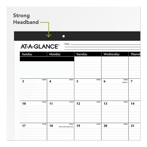 Image of AT-A-GLANCEÂ® Ruled Desk Pad, 22 x 17, White Sheets, Black Binding, Black Corners, 12-Month (Jan to Dec): 2025