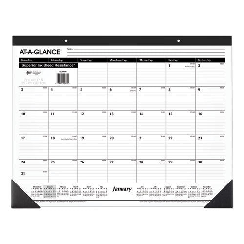 Image of AT-A-GLANCEÂ® Ruled Desk Pad, 22 x 17, White Sheets, Black Binding, Black Corners, 12-Month (Jan to Dec): 2025