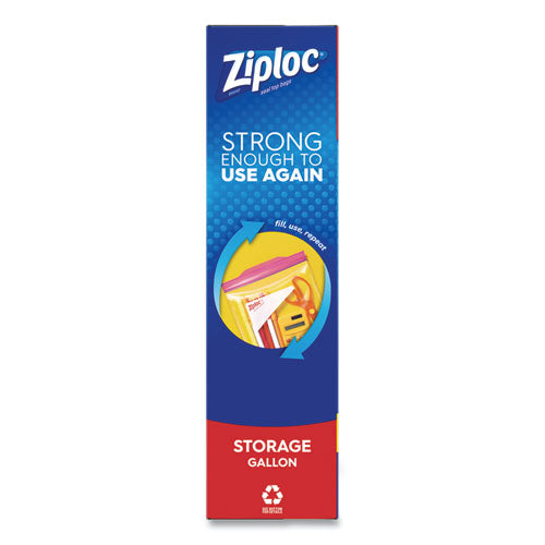 Image of Ziploc® 383233BX Double Zipper Storage Bags, Triple System Seal, Gallon, 10.56" x 10.75", Clear, 38/Box