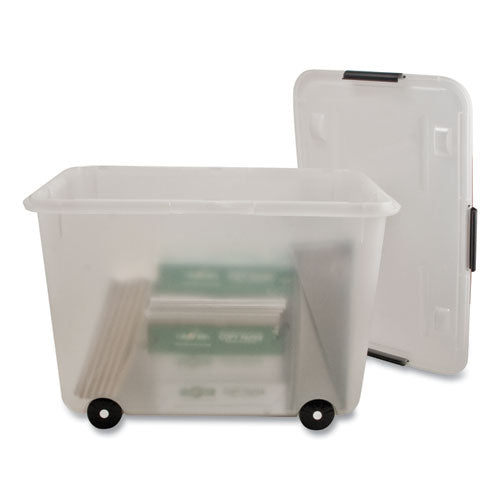 Image of Advantus 34009 Rolling 15-Gal. Storage Box, Letter/legal Files, 23.75" X 15.75" X 15.75", Clear
