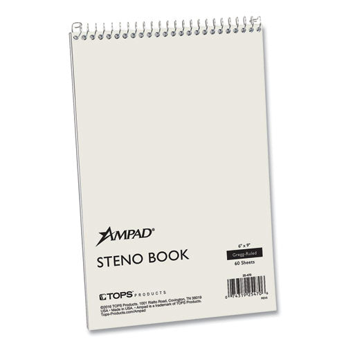 Image of Ampad® 25-470 Steno Pads, White Cover, Gregg Rule, (60) Green-Tint 6 x 9 Sheets