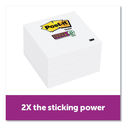 Image of Post-it® Notes Super Sticky 654-5SSW Self-Stick Notes 3" x 3", White, 90 Sheets/Pad, 8 Pads/Pack