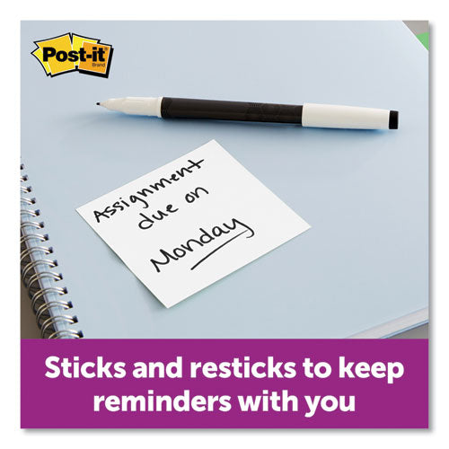 Image of Post-it® Notes Super Sticky 654-5SSW Self-Stick Notes 3" x 3", White, 90 Sheets/Pad, 8 Pads/Pack