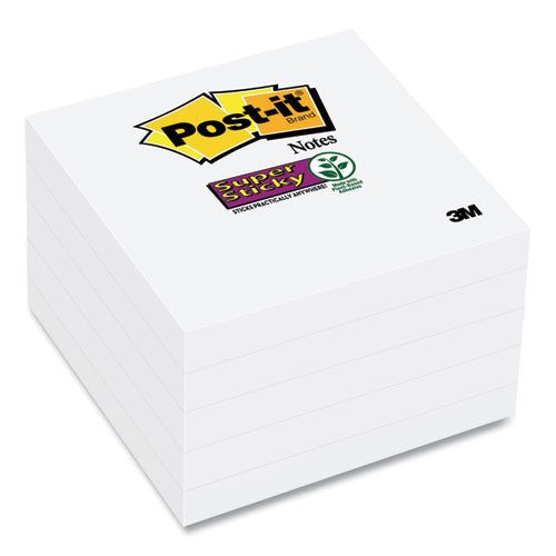 Image of Post-it® Notes Super Sticky 654-5SSW Self-Stick Notes 3" x 3", White, 90 Sheets/Pad, 8 Pads/Pack