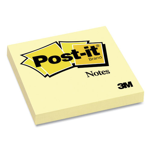 Image of Post-it® Notes 654 YW Original Pads in Canary Yellow, 3" x 3", 100 Sheets/Pad
