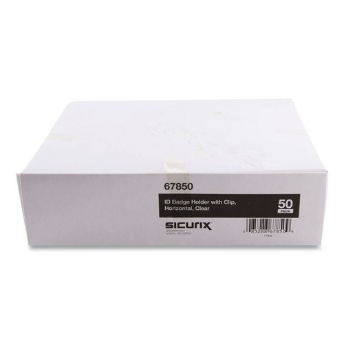 Image of SICURIX® BAU67850 Sicurix Badge Holder, Horizontal, 2.5 X 3.5, Clear, 50/box