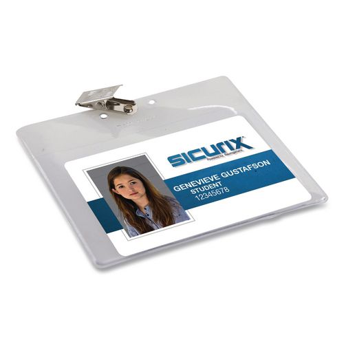 Image of SICURIX® BAU67840 Sicurix Badge Holder, Horizontal, 3 X 4, Clear, 50/pack