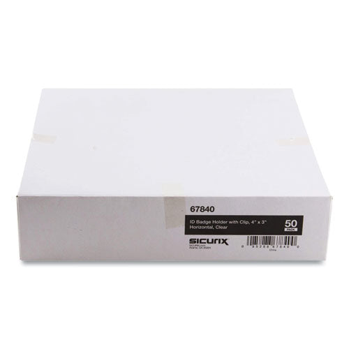 Image of SICURIX® BAU67840 Sicurix Badge Holder, Horizontal, 3 X 4, Clear, 50/pack