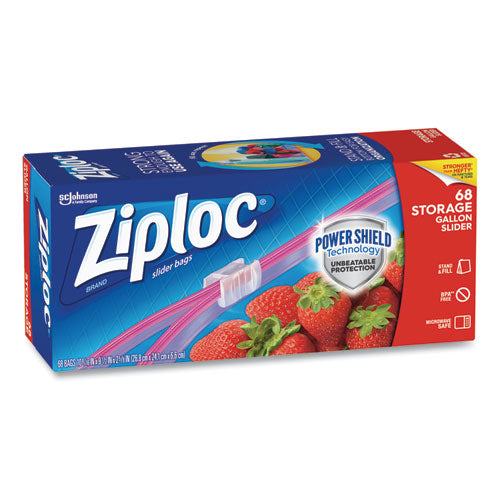 Image of Ziploc® 316489 Slider Storage Bags, Gallon, 9.5" x 2.63" x 10.56", Clear, 9/Carton