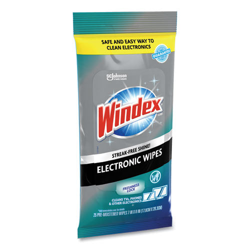 Image of Windex® 319248EA Electronics-Cleaner Wipes, 1-Ply, 7 x 10, Neutral Scent, White, 25 Wipes