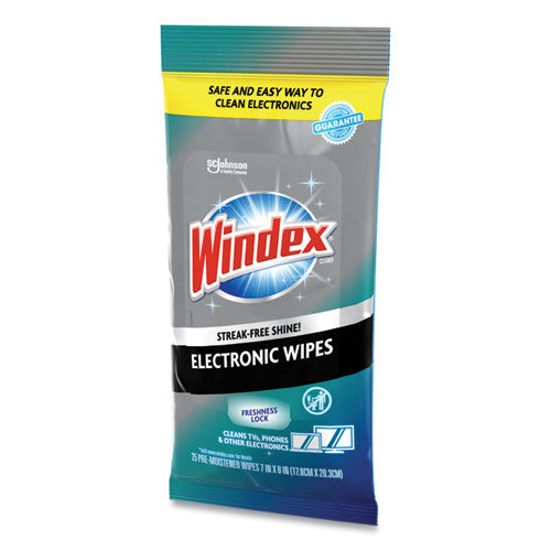 Image of Windex® 319248EA Electronics-Cleaner Wipes, 1-Ply, 7 x 10, Neutral Scent, White, 25 Wipes