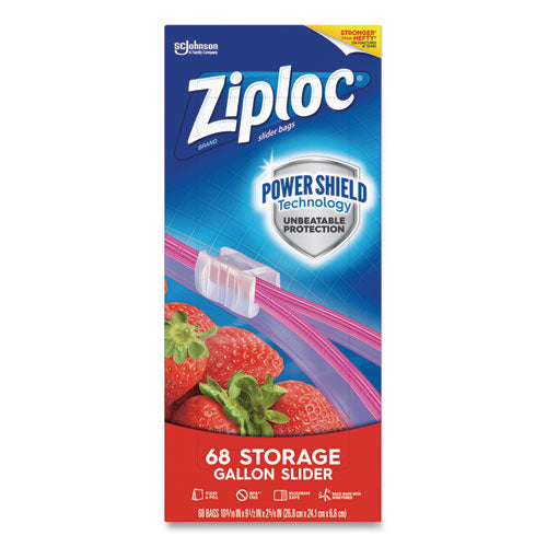 Image of Ziploc® 316489 Slider Storage Bags, Gallon, 9.5" x 2.63" x 10.56", Clear, 9/Carton