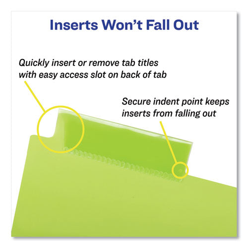 Image of Avery® 07714 Big Tab Insertable One-Pocket Plastic Dividers, 5-Tab, 11.13 X 9.25, Assorted, 1 Set