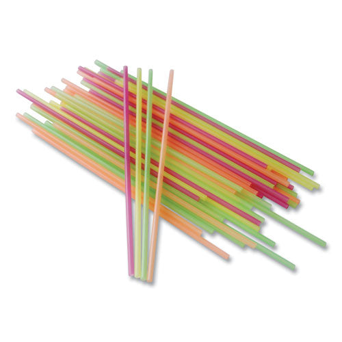 Image of Berkley Square AFK87437 Neon Sip Sticks, 5.5" Polypropylene, Assorted Colors, 1,000/Pack
