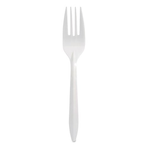 Image of Berkley Square BEPBS2000 Mediumweight Polypropylene Cutlery, Fork, Plastic, White, 1,000/Carton
