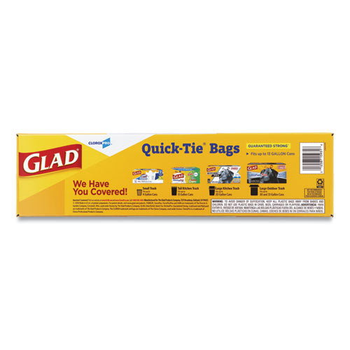 Image of Glad® 15931 Tall Kitchen Quick-Tie Bags, Tie-Flap, 13 gal, 23.75" x 28", White, 200/Box