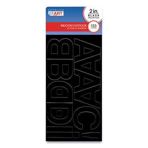 Image of COSCO 098139 Peel-and-Stick Indoor/Outdoor Letters, Numbers and Symbols, 2" Tall, Black Characters, 133 Pieces