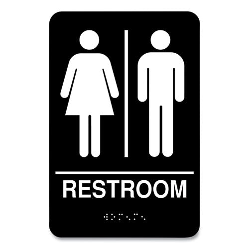 Image of COSCO 098096 Indoor Restroom Door Sign, Unixex 5.5 X 8.5, Black/white