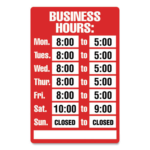 Image of COSCO 098071 Open/closed Business Hours Sign Kit, 8 X 12, Red