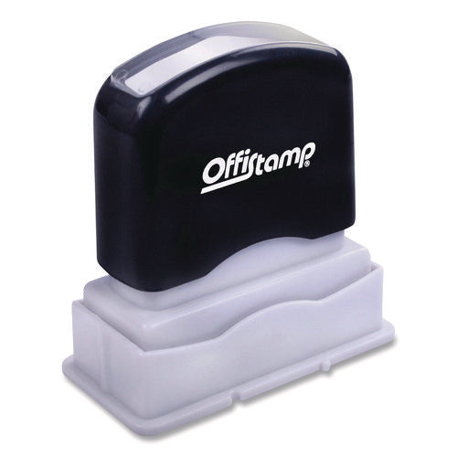 Image of Offistamp® 034520 Pre-Inked Message Stamp With Blank Date Box, Entered, 1.63" X 0.38", Red Ink