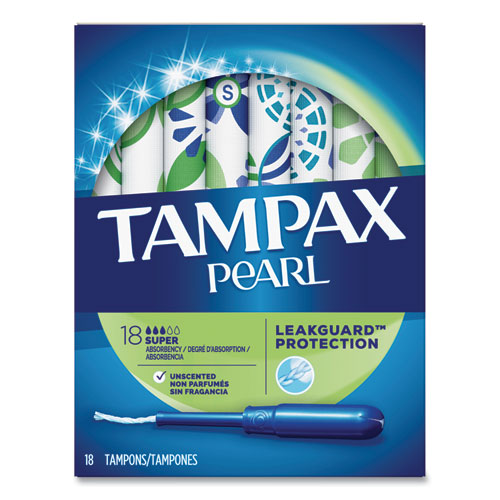 Image of Tampax® 37908 Pearl Tampons, Super Absorbency, 18/Box