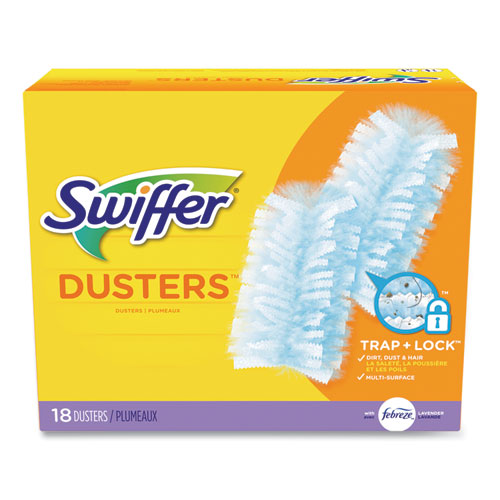 Image of SwifferÂ® Dusters Refill, Dust Lock Fiber, Lavender Scent, Light Blue, 18/box