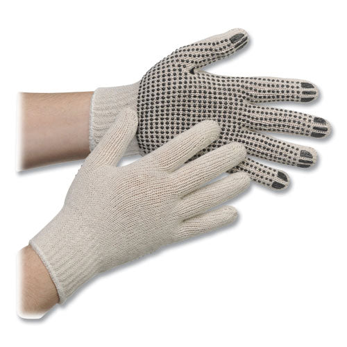 Image of AMBITEX® CTPS400MN/1SD Pro PVC-Dotted String-Knit Gloves, Medium, White/Black, 12 Pairs