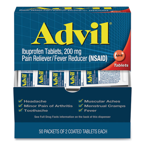 Image of Advil® 015489 Ibuprofen Tablets, Two-Pack, 50 Packs/Box