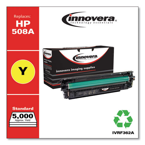 Image of Innovera® IVR508AY Remanufactured Yellow Toner, Replacement for 508A (CF362A), 5,000 Page-Yield