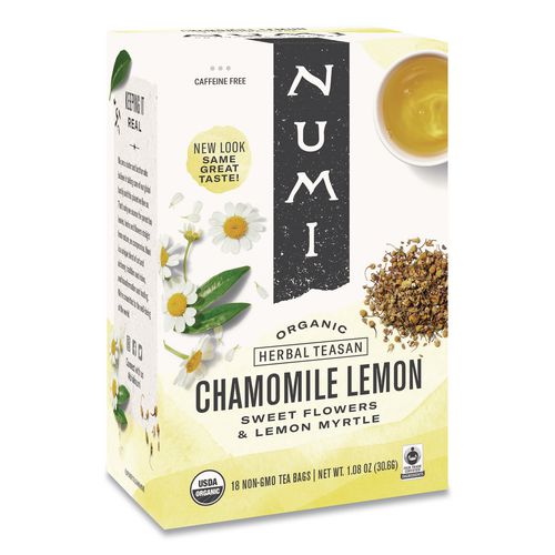 Image of Numi® 10150 Organic Teas And Teasans, 1.8 Oz, Chamomile Lemon, 18/box